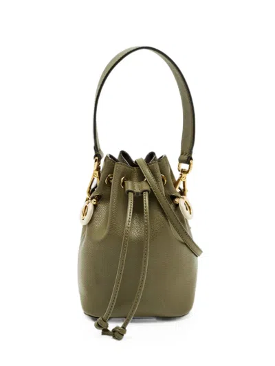 Pre-owned Fendi 2020 Mini Mon Tresor Leather Bucket Bag In Green
