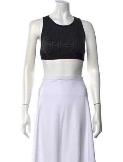 Pre-owned Fendi 2020 Nylon Sports Bra In Black