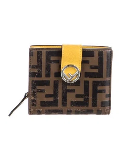 Pre-owned Fendi 2020 Zucca Ff Logo French Purse In Brown
