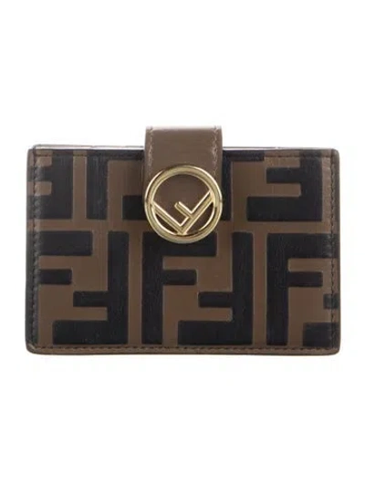 Pre-owned Fendi 2020 Zucca Ff Logo French Purse In Brown