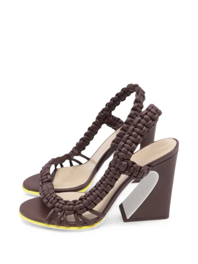 Pre-owned Fendi 2020s Arco Braided Sandals In Brown