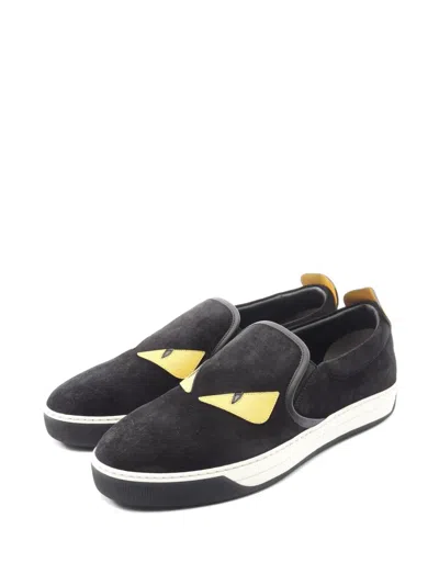 Pre-owned Fendi 2020s Bag Bugs Studded Sneakers In Black