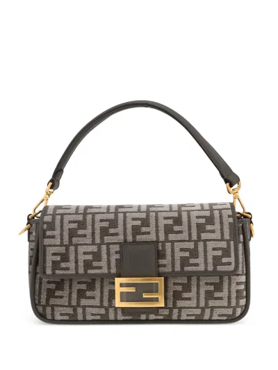 Pre-owned Fendi 2020s Baguette Tote Bag In Grey
