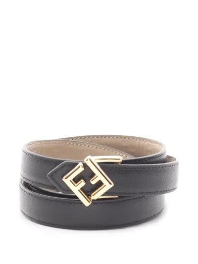 Pre-owned Fendi 2020s Ff Diamond Reversible Belt In Black