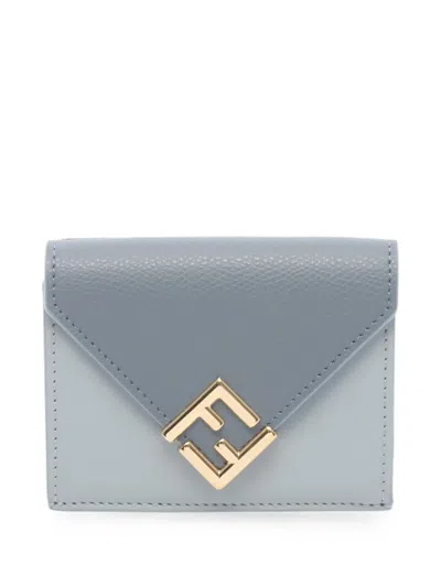 Pre-owned Fendi 2020s Ff Diamond Tri-fold Wallet In Blue