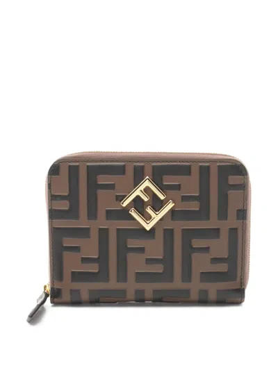 Pre-owned Fendi 2020s Ff Diamond Zip Wallet