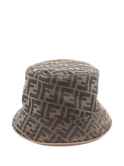 Pre-owned Fendi 2020s Ff Jacquard Bucket Hat In Brown
