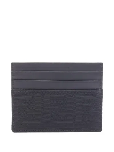 Pre-owned Fendi 2020s Ff Jacquard Card Case In Black