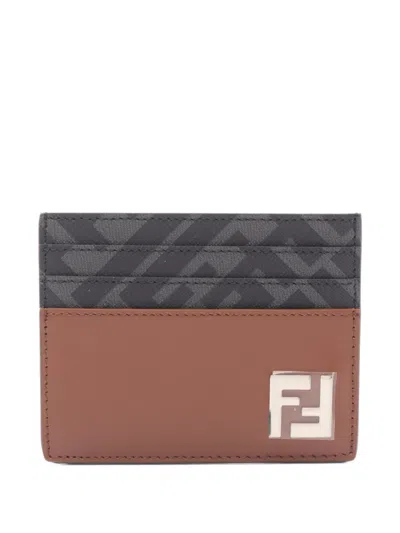 Pre-owned Fendi 2020s Ff Logo Card Case In Brown