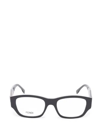 Pre-owned Fendi 2020s Ff Rectangle-frame Glasses In Black