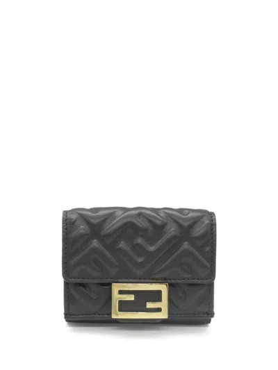 Pre-owned Fendi 2020s Ff Wallet In Black