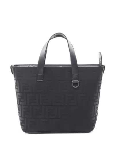 Pre-owned Fendi 2020s Ff-monogram Tote Bag In Black