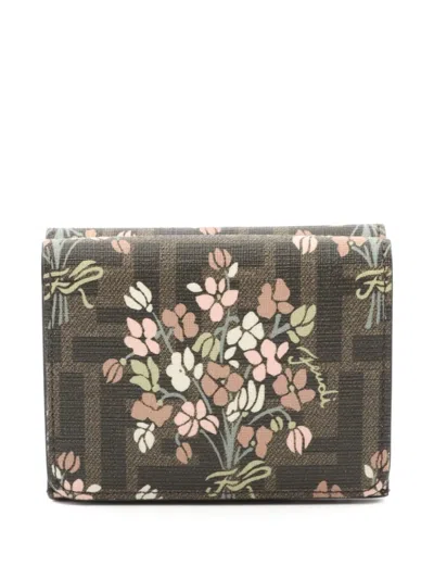 Pre-owned Fendi 2020s Floral-print Compact Wallet