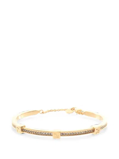 Pre-owned Fendi 2020s Forever  Rhinestone-embellished Bracelet In Gold