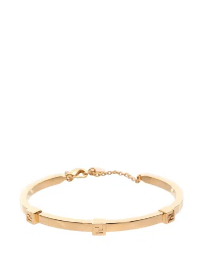 Pre-owned Fendi 2020s Forever Ff Logo Bracelet In Gold