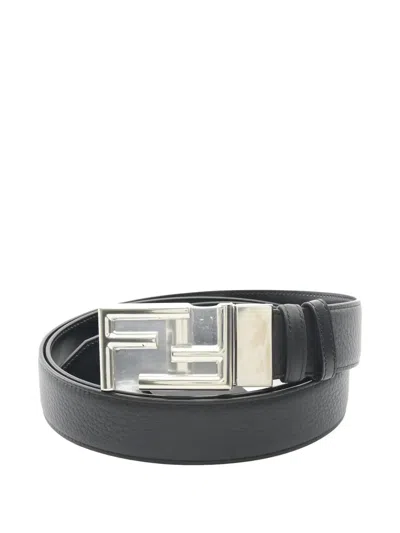 Pre-owned Fendi 2020s Logo-buckle Belt In Black