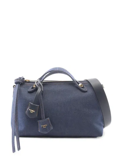 Pre-owned Fendi 2020s Medium By The Way Soft Denim Tote Bag In Blue