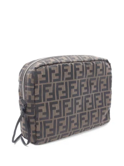 Pre-owned Fendi 2020s Medium Super Light Zucca Ff Pouch In Brown
