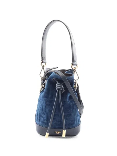 Pre-owned Fendi 2020s Mini Mon Tresor Two-way Handbag In Blue