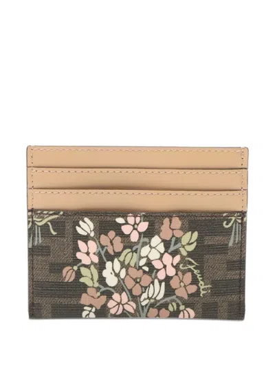 Pre-owned Fendi 2020s Roma Floral-print Card Holder