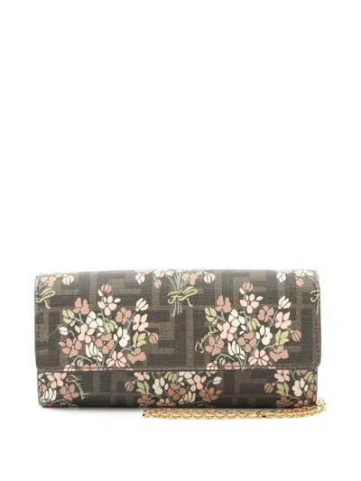 Pre-owned Fendi 2020s Roma Floral-print Clutch Bag