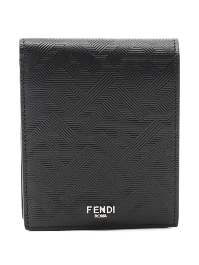 Pre-owned Fendi 2020s Shadow Bi-fold Wallet In Black