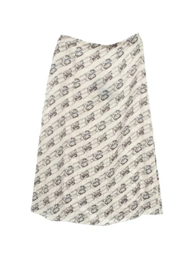 Pre-owned Fendi 2020s Silk Skirt In White