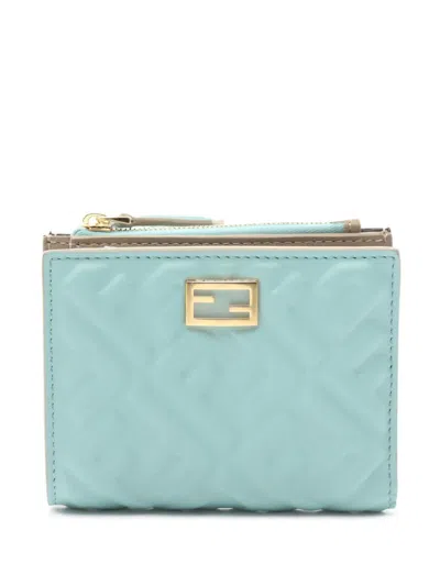 Pre-owned Fendi 2020s Small Slim Baguette Wallet In Blue