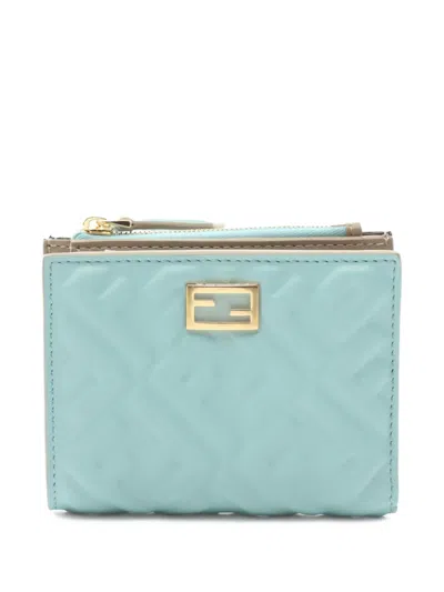 Pre-owned Fendi 2020s Small Slim Baguette Wallet In Blue