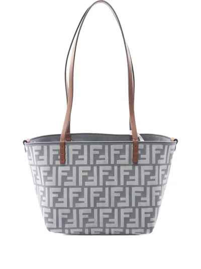 Pre-owned Fendi 2020s Small Zucca Roll Shoulder Bag In Gray