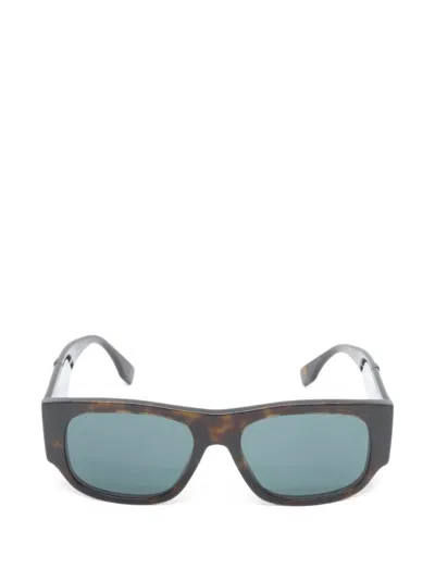 Pre-owned Fendi 2020s Tortoiseshell-effect Rectangle-frame Sunglasses In Brown