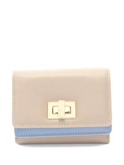 Pre-owned Fendi 2020s Way Leather Wallet In Neutral