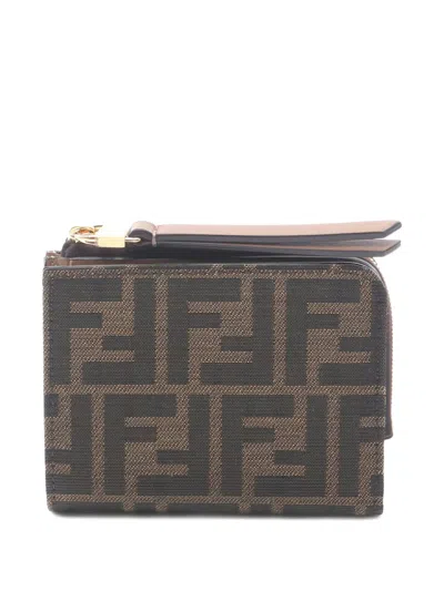 Pre-owned Fendi 2020s Zucca Bi-fold Zip-fastening Wallet In Brown