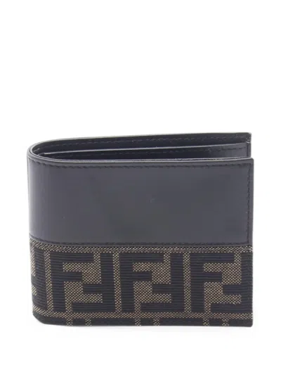 Pre-owned Fendi 2020s Zucca Bi-fold Wallet In Brown