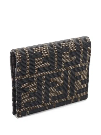 Pre-owned Fendi 2020s Zucca Card Case In Black