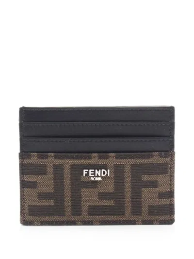 Pre-owned Fendi 2020s Zucca Card Holder In Brown