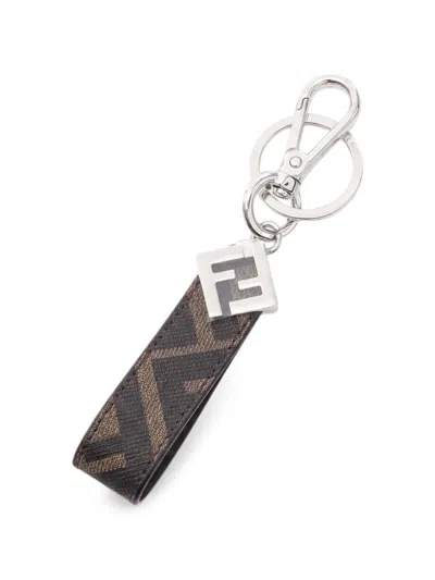 Pre-owned Fendi 2020s Zucca Ff Key Ring In Brown
