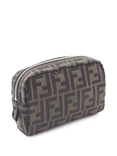 Pre-owned Fendi 2020s Zucca Pouch Bag In Brown