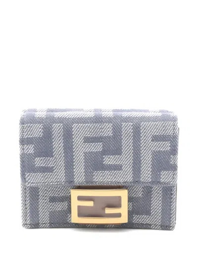 Pre-owned Fendi 2020s Zucca Tri-fold Wallet In Gray