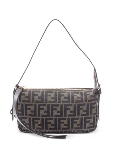 Fendi 2020s Zucca Zip-top Shoulder Bag In Gray