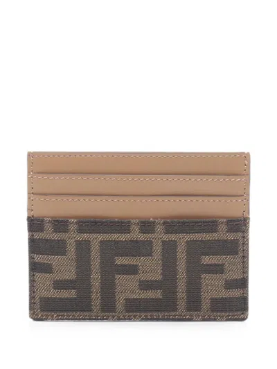 Pre-owned Fendi 2020s Zucca-patterned Card Case In Brown