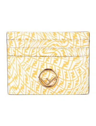 Pre-owned Fendi 2021 F Is  Card Holder In Yellow