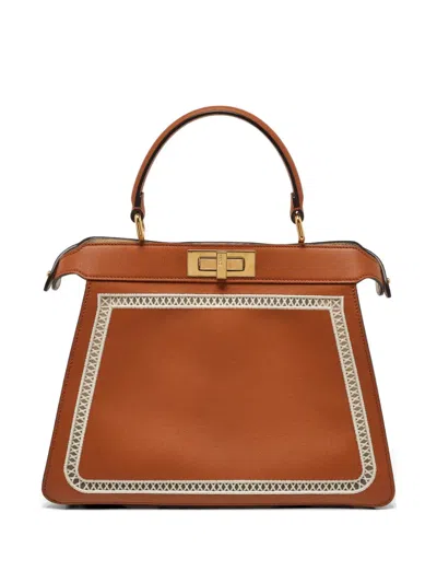 Pre-owned Fendi 2021 Medium Peekaboo Iseeu Tote Bag In Brown