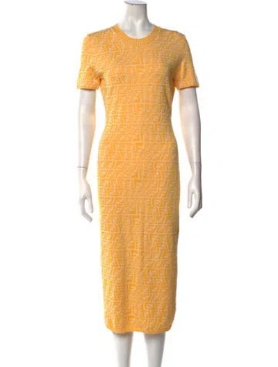 Pre-owned Fendi 2021 Midi Length Dress W/ Tags In Yellow