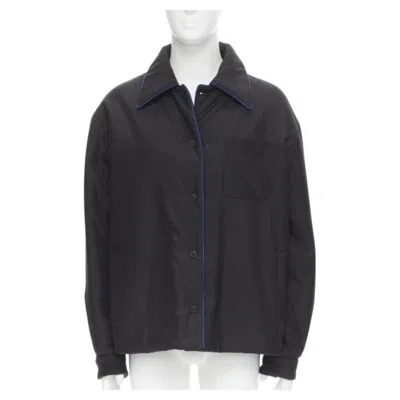 Pre-owned Fendi 2021 Reversible 100% Silk Black White Logo Padded Jacket It48 M