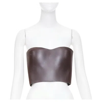 Pre-owned Fendi 2021 Runway Molded Leather Curved Sweetheart Neckline Corset Bustier Top S In Gray