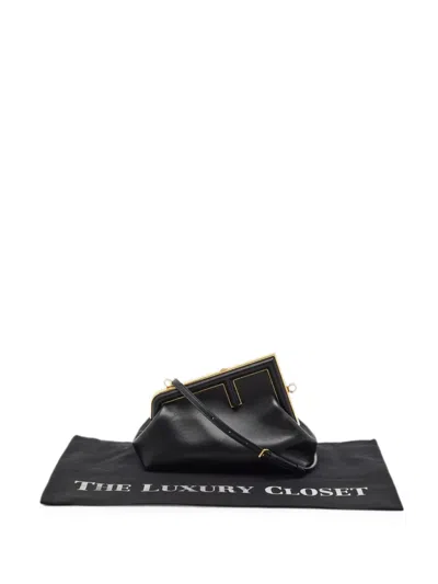 Pre-owned Fendi 2021 Small First Clasp Clutch Bag In Black