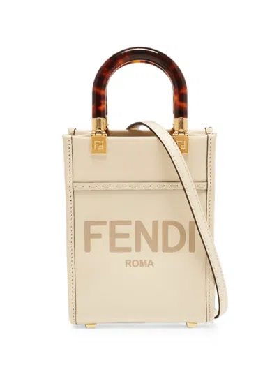 Pre-owned Fendi 2021 Sunshine Leather Mini Bag In Neutral