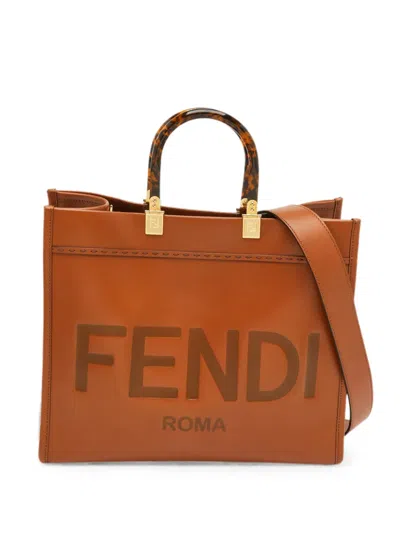 Pre-owned Fendi 2021 Sunshine Tote Bag In Brown