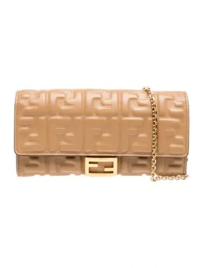 Pre-owned Fendi 2021 Zucca Ff Logo Wallet In Neutral